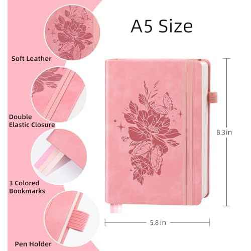 Lined Journal Notebook 365 Pages, A5 Leather Journals for Writing Women & Men, Hardcover Notebook with 100GSM Thick Paper, Daily Journal Notebook for Travel, Work, School, Note Taking, College Ruled