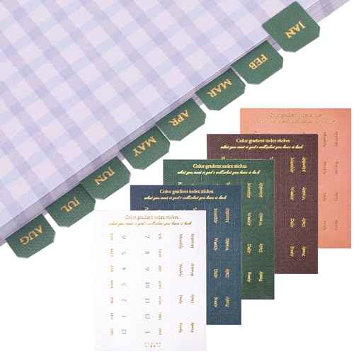 Joez Wonderful 10 Sheets Planner Monthly Tabs, Self Adhesive Tabs Stickers, Planners Index Tabs Calendar Tabs for Planners, Office, Study, Notebook (180 Pcs)