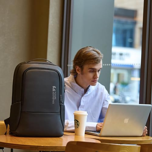 hk Backpack for Men Business Backpack with USB Charger Anti-Theft Mens Backpacks Water-Resistant 15.6 Inch Laptop Backpack Lightweight Casual Bag for Business Travel Office Work College, Black