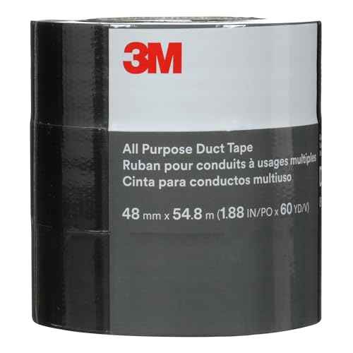 3M Duct Tape DT8, 3 Pack, Industrial Strength, Multi-Use, Black color tape, 1.88" x 60 yd, Tear by Hand, Professional Grade Adhesive, Perfect for HVAC, Bundling, Moisture Proofing, and Reinforcing