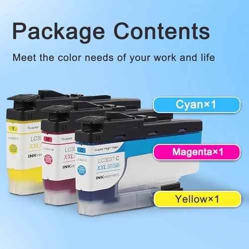 LC3037 XXL Super High-Yield Color Ink Cartridges 3-Pack Cyan/Magenta/Yellow Replacement for Brother LC3037 XXL Ink Cartridge for Printer MFC-J5845DW MFC-J6945DW MFC-J6545DW MFC-J5945DW