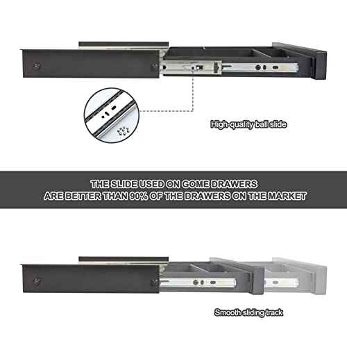 GOME Under Desk Slide out Pencil Drawer with Space Divider Design for Storing Pencil and Office Accessories, Underdesk Pull out Tray Organizer Mounted for Sit Stand Workstation