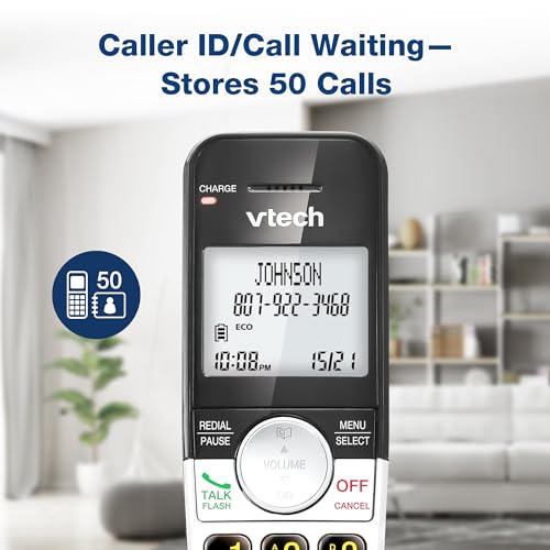 VTech Cordless Phone 2-Handset with Large Display and Big Buttons, DECT 6.0 with Caller ID/Call Waiting, Full Duplex Speakerphone, ECO Mode, Last 10 Number Redial, Easy to Use,VG231-2