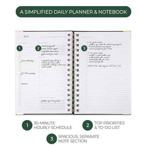 ZICOTO Aesthetic Daily Planner And Notebook With Hourly Schedule - Aesthetic Spiral To do List Notepad For Work/Home to Organize Tasks And Appointments - Stylish School/Office Supplies Book For Women