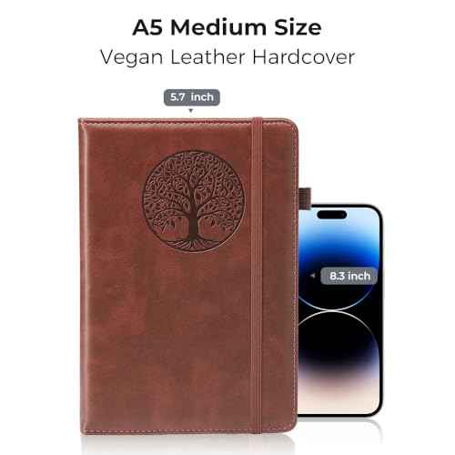 Lined Journal Notebook for Women & Men, Hardcover Leather Journals for Writing, Diary, Journaling, Bible, Work & Travel, A5 (Brown)