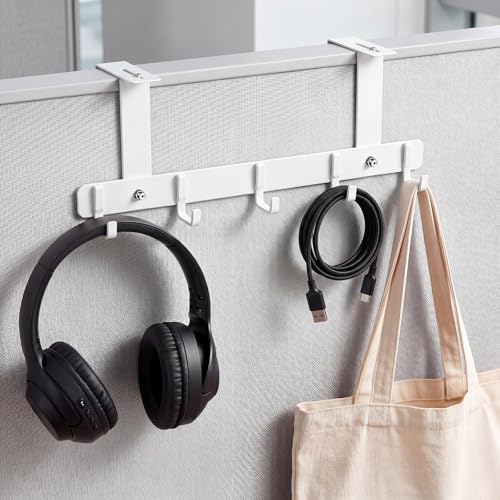 Geelin White Adjustable Cubicle Hooks Pack of 5 for Office & Home Walls