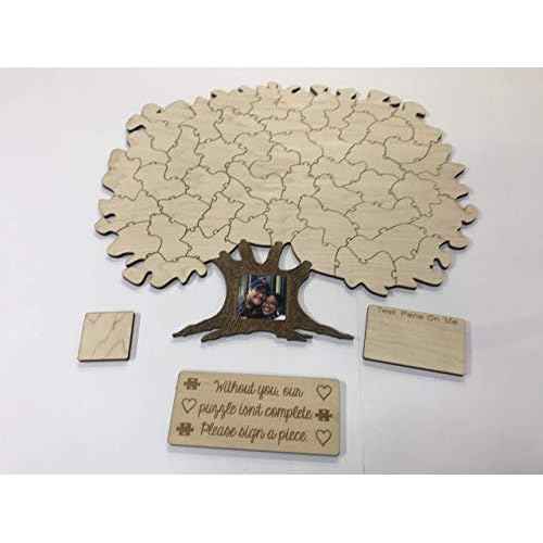 50pc Blank Wedding Tree Puzzle Guest Book Alternative. Add Your Own Personalization. A Great Guest Book Idea for a Wedding Reception, Birthday, Baby Shower, Anniversary or Any Event/Party.