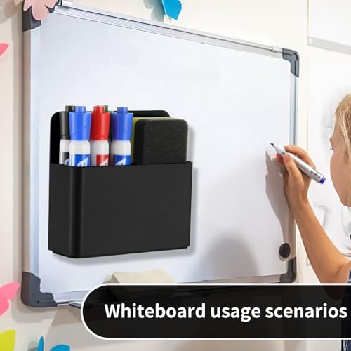 Camelmother 2-Pack Magnetic Dry Erase Marker Holders for Whiteboards & Fridge - Black