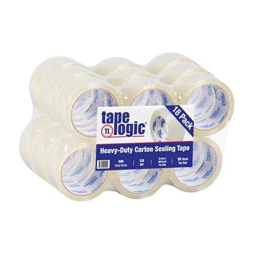 Tape Logic 2" x 55 yds Acrylic Packing Tape 2.6 Mil, Clear (18-Pack) Heavy Duty Packing Tape Rolls for Sealing Boxes at Home, Warehouse, & Office, Supplies for Packaging, Shipping, Moving