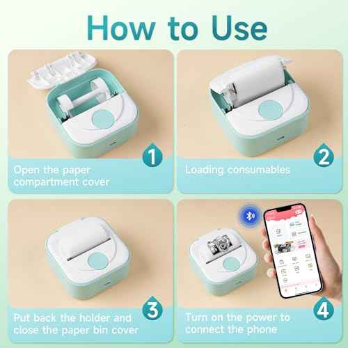 Phomemo Sticker Printer, Q02 Print Pods Mini Printer Thermal Bluetooth Sticker Maker with 1 Rolls Paper, for DIY Creation, Study Notes, Memo, List, Work Plan,Journaling, Gifts
