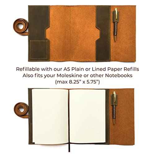 Leather Journal Refillable Notebook, Writing Journals for Women, Mens Journal Leather Notebook Cover with Embossed Religious Tree of Life, Leather Bound Plain Paper Travel Diary for Writing with Pen