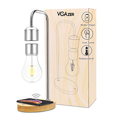 VGAzer Magnetic Levitating Floating LED Light Bulb with Wireless Charger Levitating Lamp (?Silver)