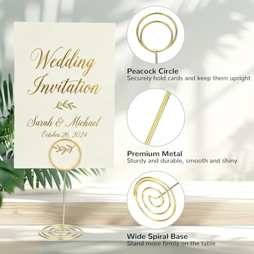 Gold Table Number Holders 24 Pcs, 3.35 Inch Wedding & Party Card Stands