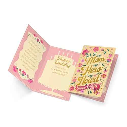 Prime Greetings Birthday Card For Mom (Mother), Made in America, Eco-Friendly, Thick Card Stock with Premium Envelope 5in x 7.75in, Packaged in Protective Mailer
