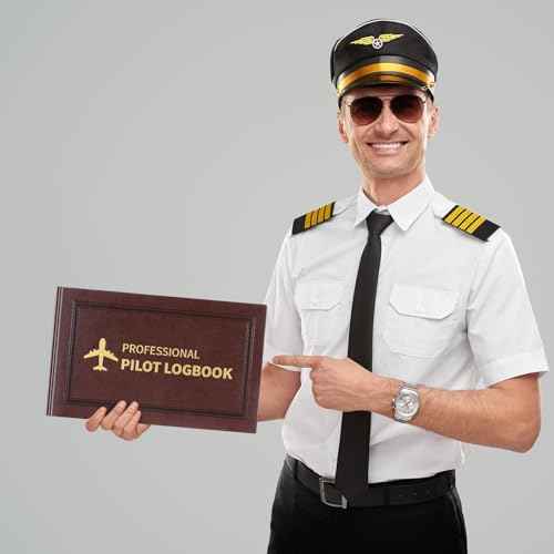 2 Pack Professional Pilot Logbook 128 Sheets Flight Logbook Brown Leather Hardcover Large Aircraft Record Book Aviation Gifts and Gear for Students Pilot