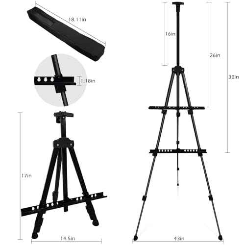 Art Easel Stand for Displaying - 66 Inch Height Adjustable Aluminum Metal Easels for Wedding Sign Display and Drawing & Outdoor and Portable for Adults - Sturdy and Painting,2-Pack.