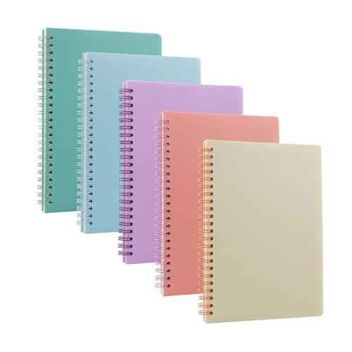 5 Pack Lined Spiral Journal Notebook for Women & Men, 8.3" x 5.7",80 Sheets/160 Pages College Ruled Notebook, A5 Plastic Hardcover Notebook for Office,School,Home