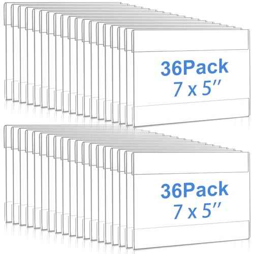 Maitys 36 Pcs Acrylic Wall Mounted Sign Holder Vertical Plastic Clear Frames No Drilling Wall Mounted Sign Holder with Adhesive Tape for Displaying Document Flyer Poster (5 x 7 Inch)
