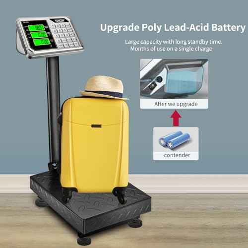 Digital Industrial Platform Scale for Packages, 661lb Weight Shipping Scale, 0.1LB Super Accuracy Commercial Scale for Luggage, Shipping, A6-300 Postal Scale with Price Computing, Kg/LB, LCD, Adapter