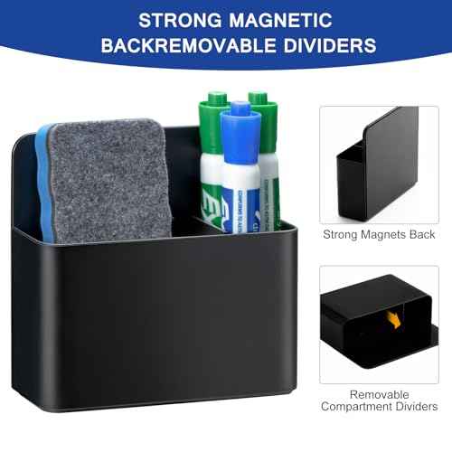 Simetufy Magnetic Dry Erase Marker Holder, Magnetic Pen Holder, Whiteboard Marker Holder, Magnetic Marker Holder for Fridge, Whiteboard, Locker, Magnetic Cup for Dry Erase Board, 1 Pack, Black