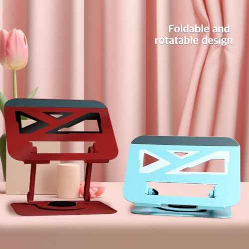 Red Swivel Laptop Stand-360¡Æ Rotating,Ergonomic Adjustable Metal Design,Fits10-16 Laptop Stand,Ideal for Desk Office & Travel,Foldable & Portable,Mechanical Style,Perfect for Women