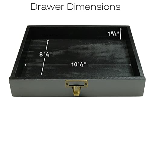 Excello Global Products Wooden Vertical Letter Tray with Drawer: Desktop Organizer for Files, Folders, Binders, Notebooks, Pens, Pencils & Office Supplies (Black)