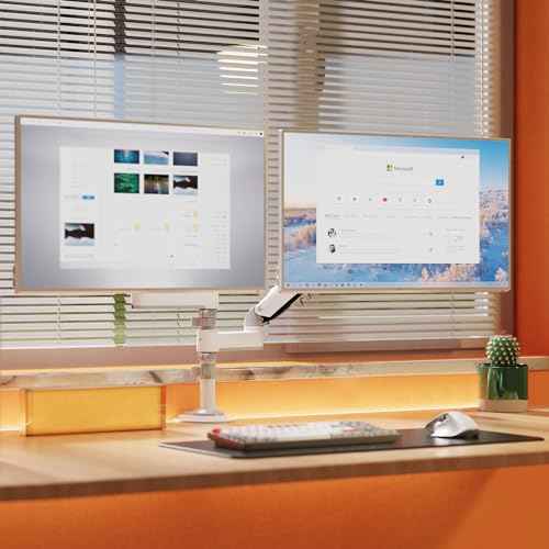 NB North Bayou Dual Monitor Desk Mount Stand Full Motion Swivel Computer Monitor Arm Fits 2 Screens up to 27'' with Load Capacity 4.4~19.8lbs for Each Monitor H180-W