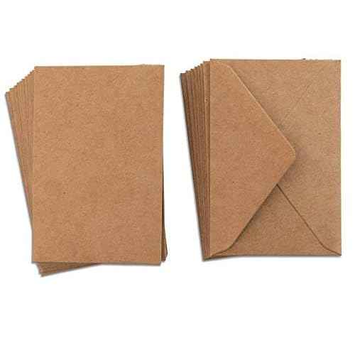 Kraft Mini Envelopes Brown Kraft Gummed Envelopes for Gift Cards and Business Cards (4"x2.75" 60 Pack)