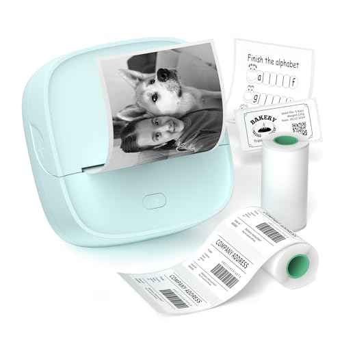 JD-23 Sticker Printer, Mini Portable Thermal Printer Print Pod, Inkless Bluetooth Label Maker Machine for DIY Crafts, Journaling, Office & Home Use, Includes 2 Rolls Sticker Paper