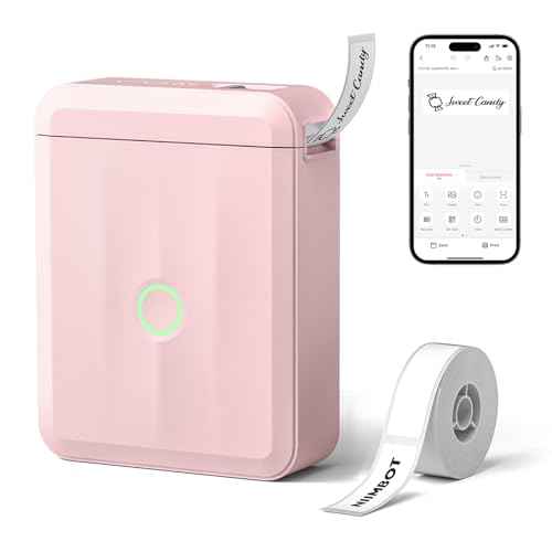 NIIMBOT D110 Upgraded Version Mini Label Maker Machine with Tape, Portable Bluetooth Thermal Printer, Sticker Labeler with Multiple Templates for Office Organization Home Kitchen School, Pink