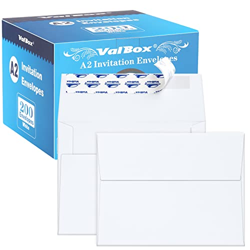 ValBox A2 Invitation Envelopes 4.375x5.75" White Self Seal for
