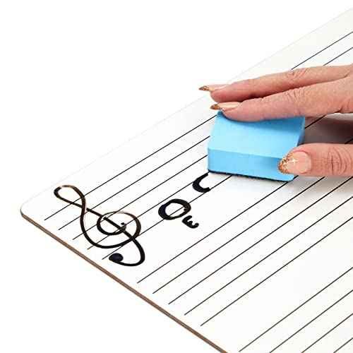 Bright Creations 12-Pack Classroom Music Staff Dry Erase Boards - 9 x 12 Inch Double-Sided Lapboards & Graph Whiteboard - Music Teaching Aids with Erasers