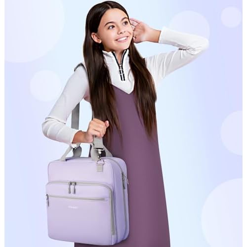 Ytonet Zipper Binder with Shoulder Strap, 3 Inch 3 Ring Binder with Zipper, 600 Sheets Large Capacity Waterproof School Binders Organizer for Girls Students Fit 15.6 Inch Laptop, Purple