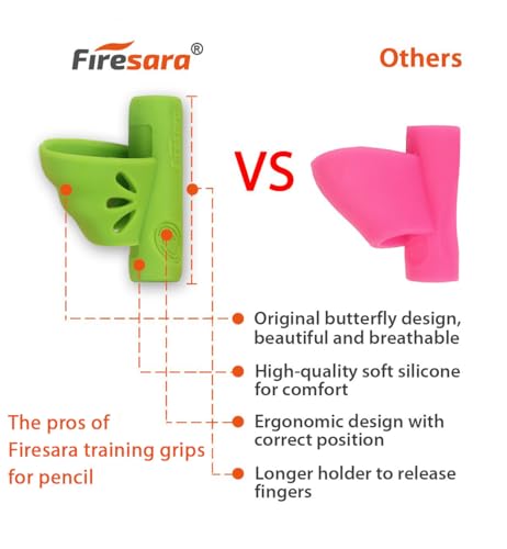 Firesara Left-Handed Butterfly Pencil Grip for Kids & Adults, Yellow, 4 Pack