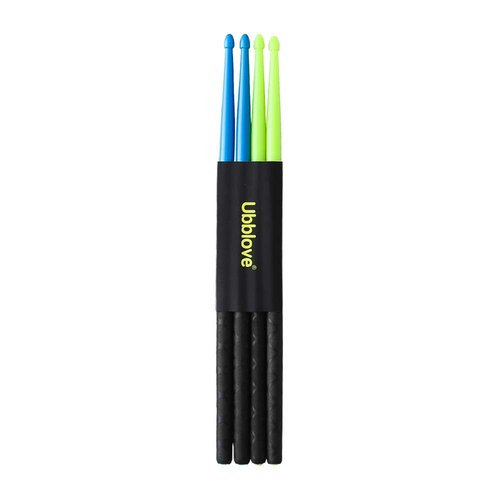 Ubblove Nylon Drumsticks 5A 2 pair with ANTI-SLIP Handles for Drum Light Durable Plastic Exercise 2 Pair Drum Sticks for Kids Adults Musical Instrument Percussion Accessories (Blue and Green)