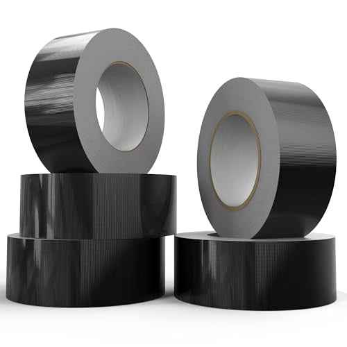SWRT 9 Mil 5-Pack Black Heavy Duty Duct Tape Strong Adhesive, 2 in x 30 YD (Total 150YD) Duct Heavy Duty Waterproof All Weather Black Duct Tape No Residue Sealing & Patching for Indoor&Outdoor Repair