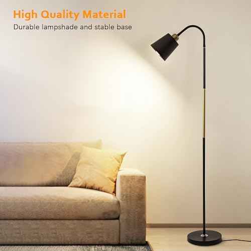 Metal Floor Lamps,3 Color with Adjustable Flexible Gooseneck Standing Lamp,Pole Reading Lamp for Office, Living Room (Black)
