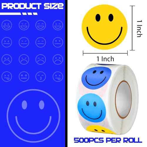 1500 Pcs Smiley Face Stickers Motivational Stickers for Teachers (Macaron-3 Pack)