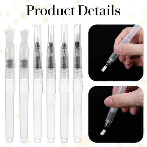 Xindojuz 6 PCS Pencil Style Envelope Sealer Moistener, Stamp Moisteners with Nylon Brush Head, Envelope Licker Tool Mailing Moistener Wetter Roller for Office Classroom (Clear)