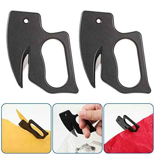 6 Pcs Letter Opener Envelope Slitter Plastic Envelope Knife Stationery Cutter Black Mail Opener Wrapping Paper Cutter for Office and Home