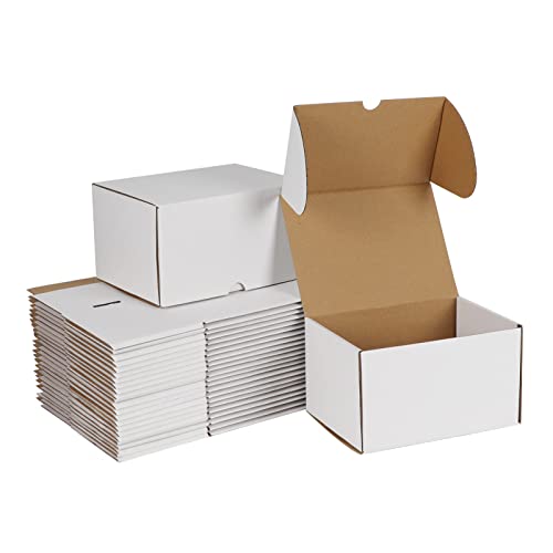 ZBEIVAN 7x5x4 White Shipping Boxes Set of 50 - Corrugated Mailer Packaging for Small Business