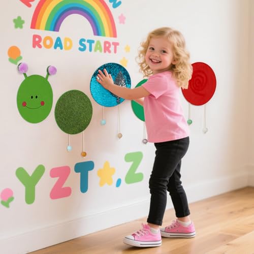 Sensory Wall Panel for Kids, Sensory Toys for Wall £¦ Floor, Sensory Mats for Autistic Children and Toddlers, Wall Busy Board Sensory Room Must Haves (Caterpillar)