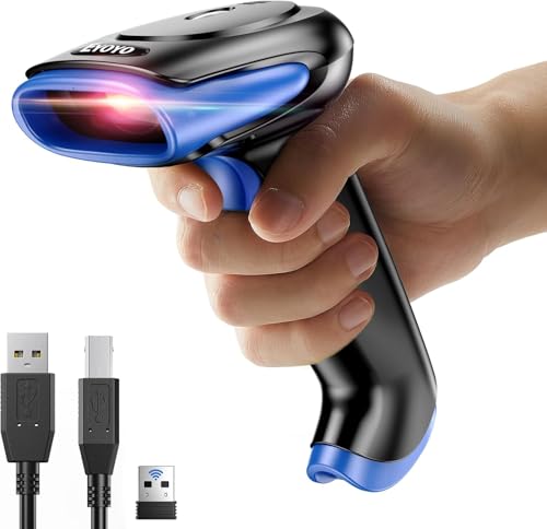 Eyoyo Wireless Bluetooth 1D/2D Barcode Scanner - Blue, Handheld, Cordless