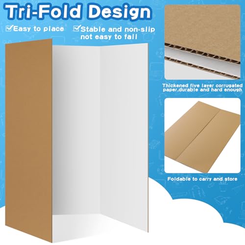 VinTS 8 PCS 36" x 48" Trifold Poster Board White Trifold Foldable Display Poster Board for School Projects, Science Fair,Graduation Exhibitions