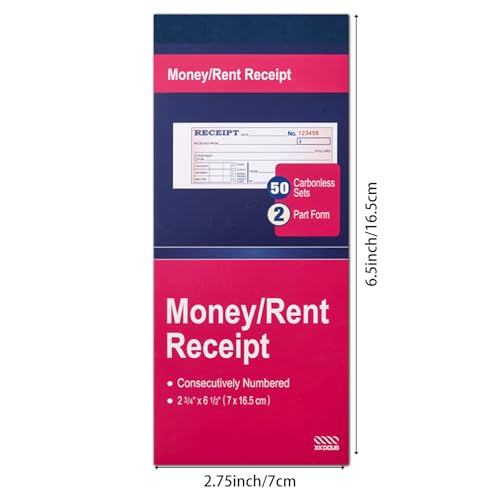 6 Pack Receipt Book with Carbon Copies, 2-Part Carbonless, 50 Sets Each