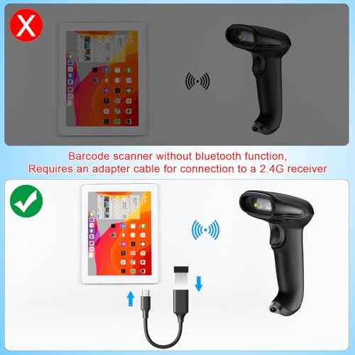 USB Wireless Barcode Scanner with Stand,Symcode Barcode Scanner Versatile 2-in-1 (2.4Ghz Wireless+USB 2.0 Wired) Rechargeable Cordless 1D Barcode Reader Handheld Bar Code Scanner Wireless