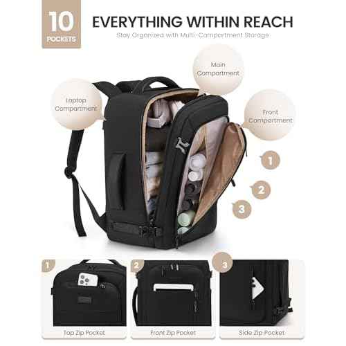 LOVEVOOK Travel Backpack for Women Men with Garment Bag, 40L Carry on Backpack as TSA Personal Item Flight Approved, Luggage Daypack Fits 17.3" Laptop, Overnight Business Weekender Travel Essential