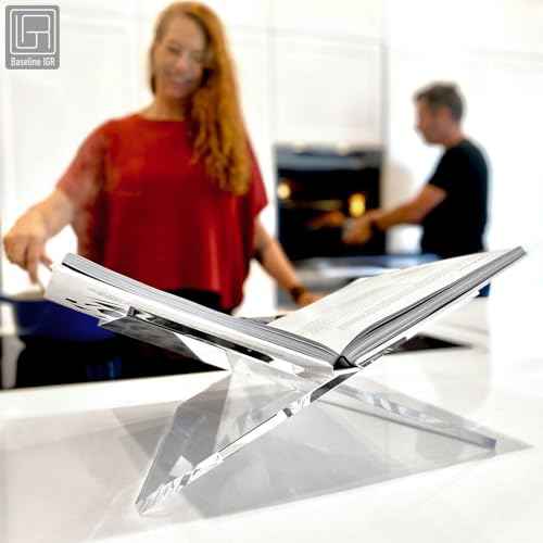 Large Clear Acrylic Book Stand, 12.5" x 9.5" x 5.5¡±, Acrylic Book Holder, Open Bookstand for Display and Reading Cookbooks, Art Books, Bibles, Magazines - Home and Office