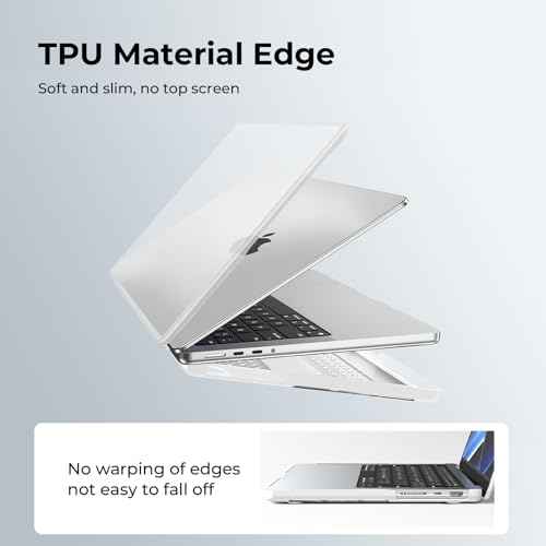 BlueSwan Anti-Cracking Hard Shell Case Compatible with MacBook Pro 14-inch M5 2025 2024-2021 Release M4 M3 M2 M1 Pro/Max Chip, Anti-Fingerprint Soft TPU Bumper, Frosted White