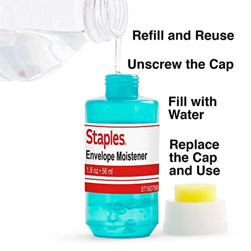 Staples Envelope Moistener 2oz Blue Refillable Sponge for Sealing & Mailing - 3 Pack